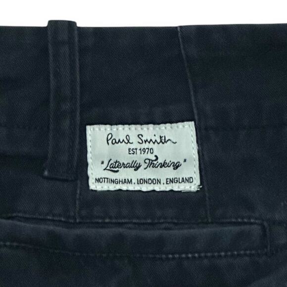 PAUL SMITH Chino Shorts Flat Front Button Fly Navy Blue Mid Rise Stretch Slim 30 - Picture 5 of 8